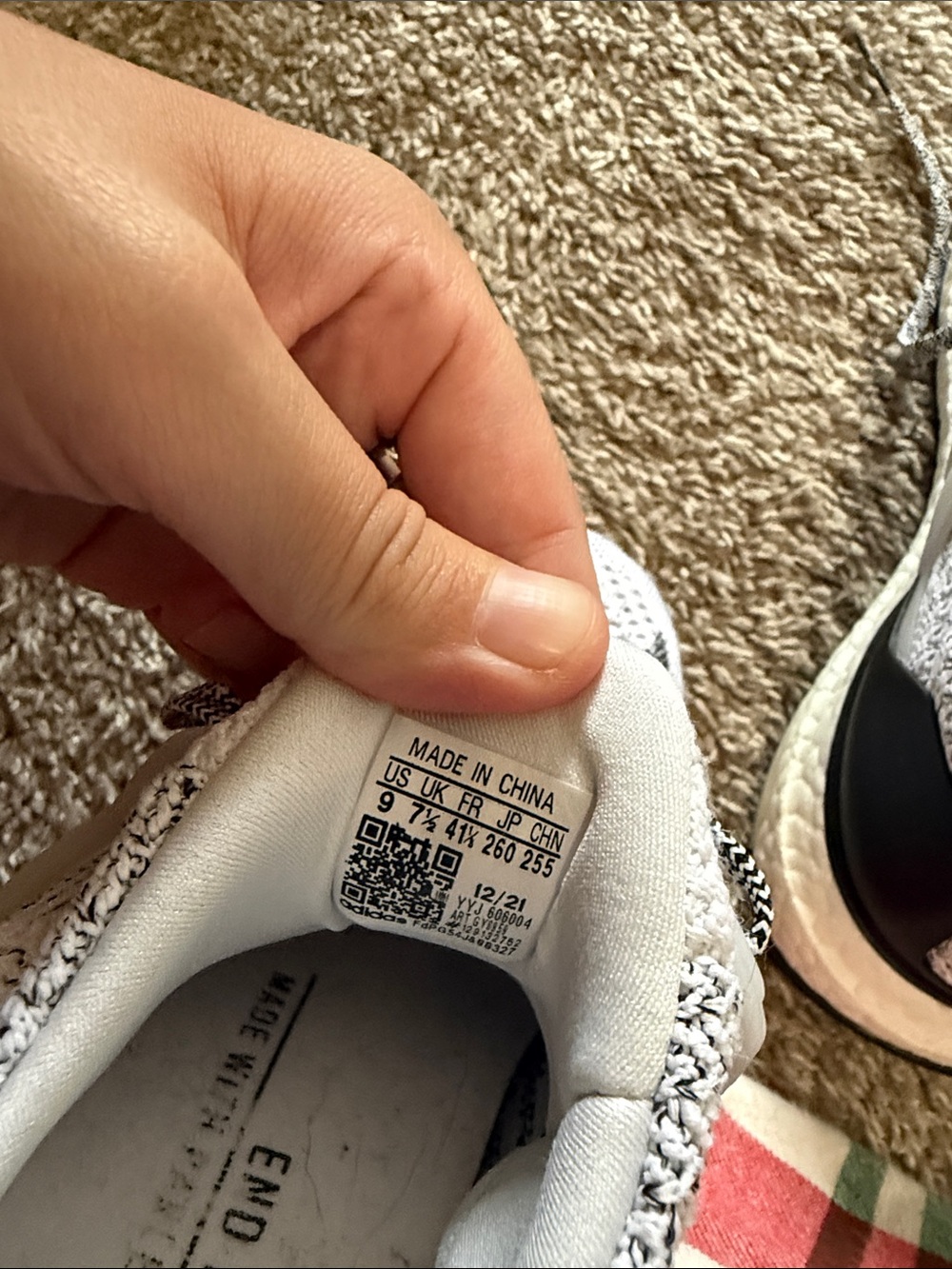 Adidas White Knit Running Sneakers with Black Accents - Picture 3 of 5